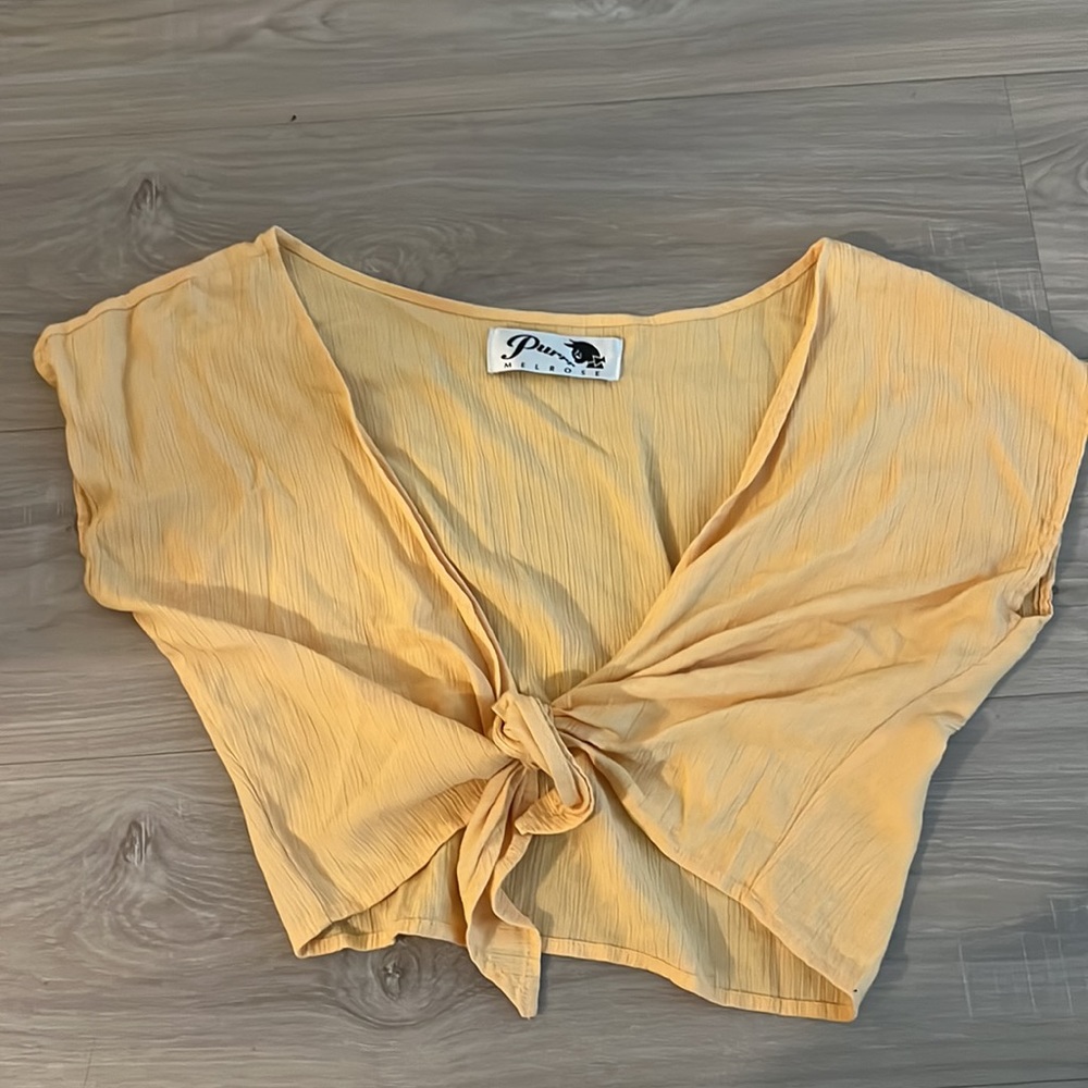 Yellow cropped tie top